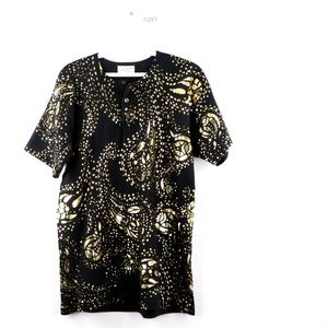 Vtg 90s Streetwear Gold Paisley Abstract T Shirt